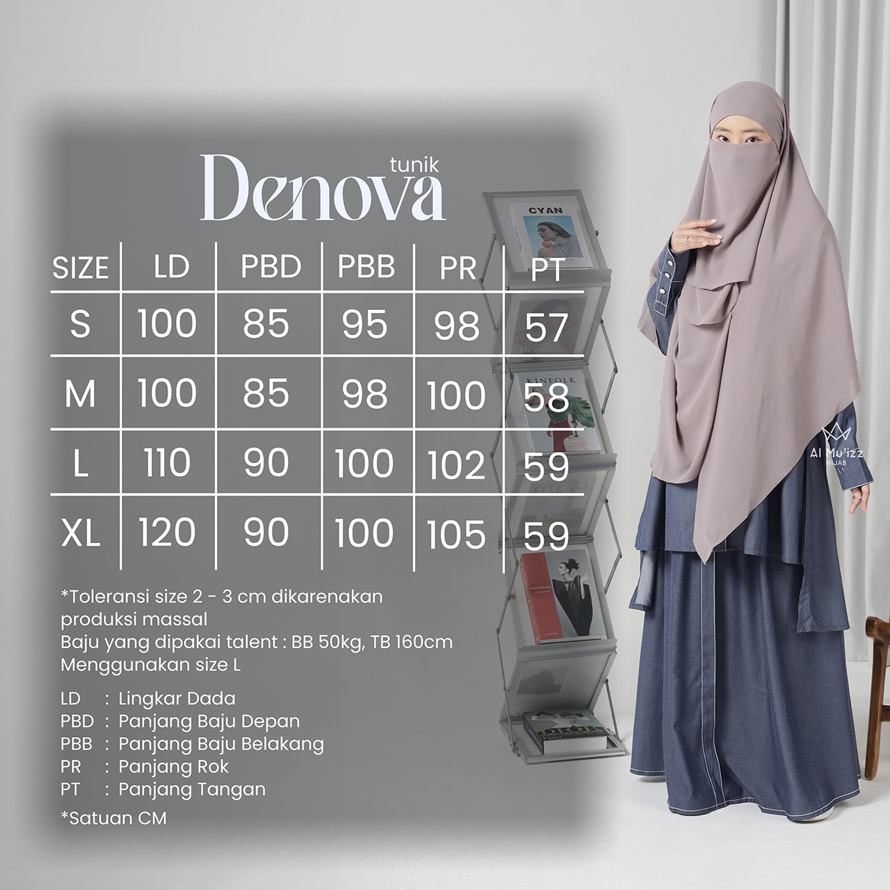 Hijab Almuizz - Denova Tunik Rok Elegan Cool Klasik (Tunik Rok Only)