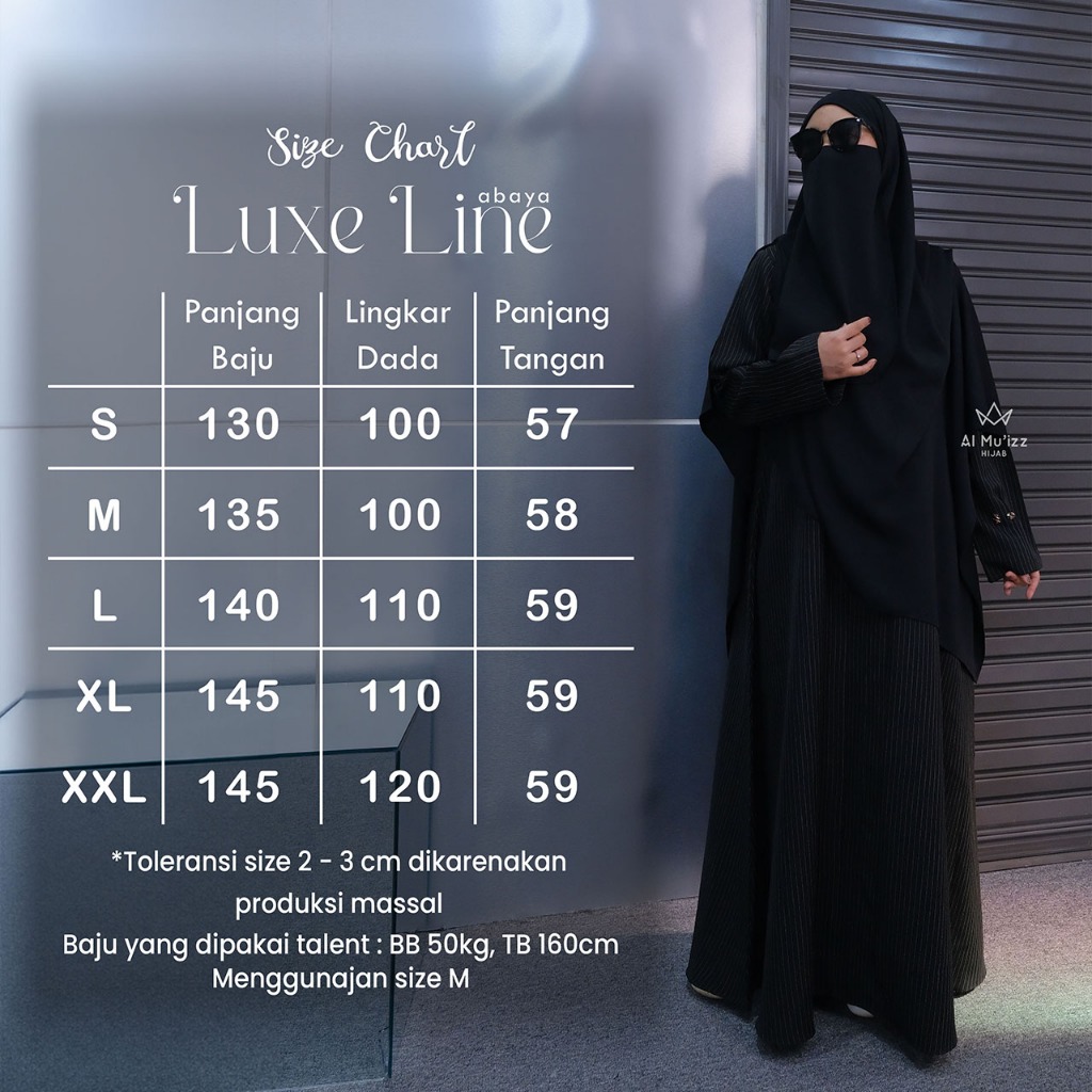 Hijab Almuizz - Luxe Line Abaya dress Gamis Stripe Motif Salur Vertikal (Abaya Only)