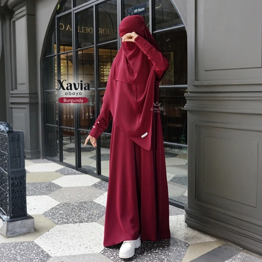 Image of Hijab Almuizz - Xavia Abaya Dress Gamis Polos Syari Outfit Umroh Haji (ABAYA ONLY)