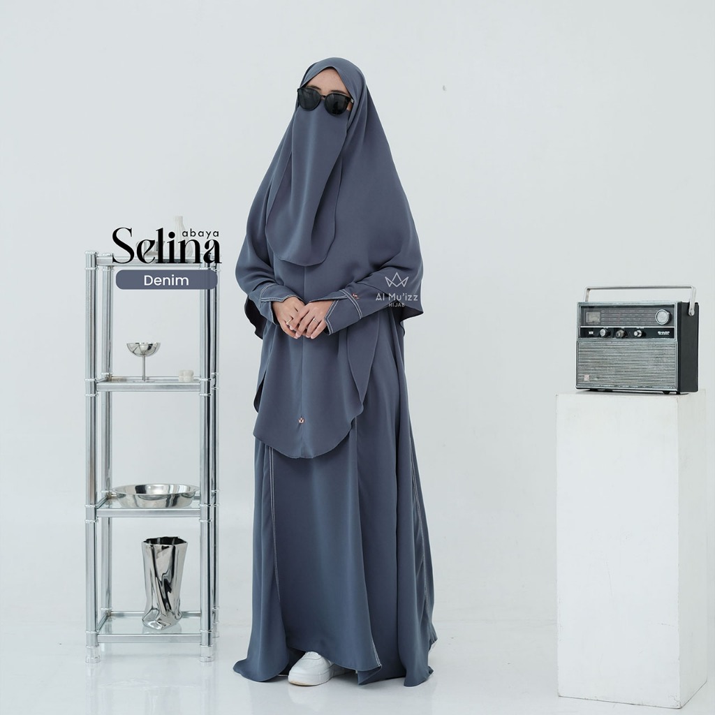 Hijab Almuizz - Selina Abaya Gamis Dress List Benang Smoke Umroh Haji (Abaya Only)