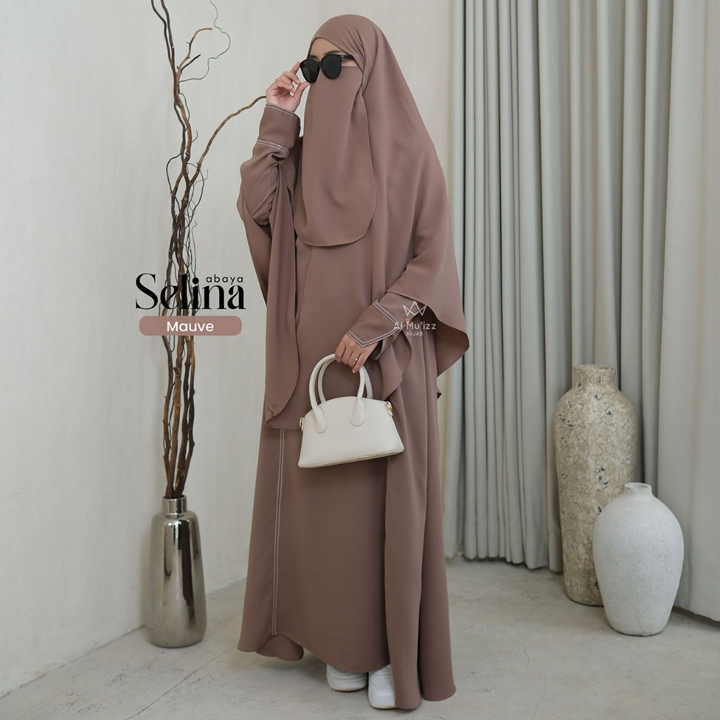 Hijab Almuizz - Selina Abaya Gamis Dress List Benang Smoke Umroh Haji (Abaya Only)