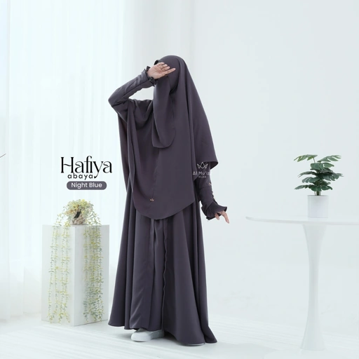 Hijab Almuizz - Hafiya Abaya Dress Gamis 2 in 1 Outfit Umroh Haji Lengan Plisket (Abaya Only)