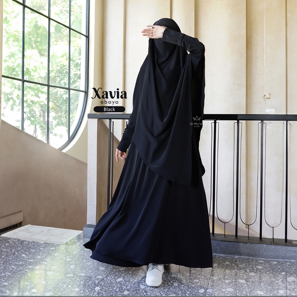 Hijab Almuizz - Xavia Abaya Dress Gamis Polos Syari Outfit Umroh Haji (ABAYA ONLY)