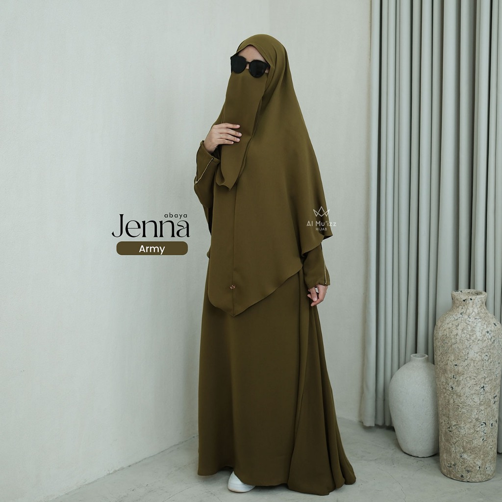 Hijab Almuizz - Jenna Abaya Dress Gamis Outfit Umroh Haji Lengan Zipper Resletting (Abaya Only)