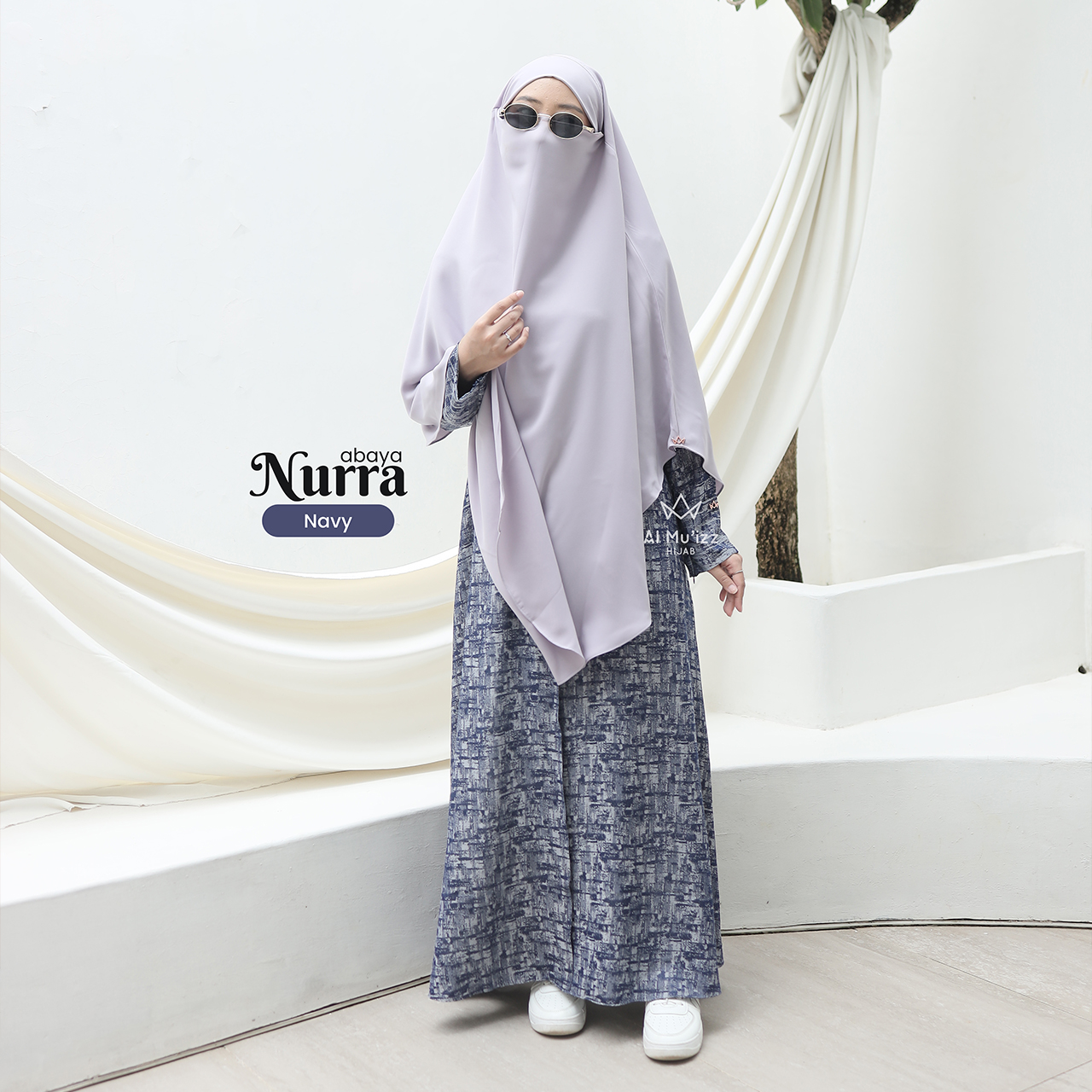 Hijab Almuizz - Nurra Abaya Gamis Atasan Blouse Motif Abstrak Bahan Semi Natural Fabric (Abaya Only)