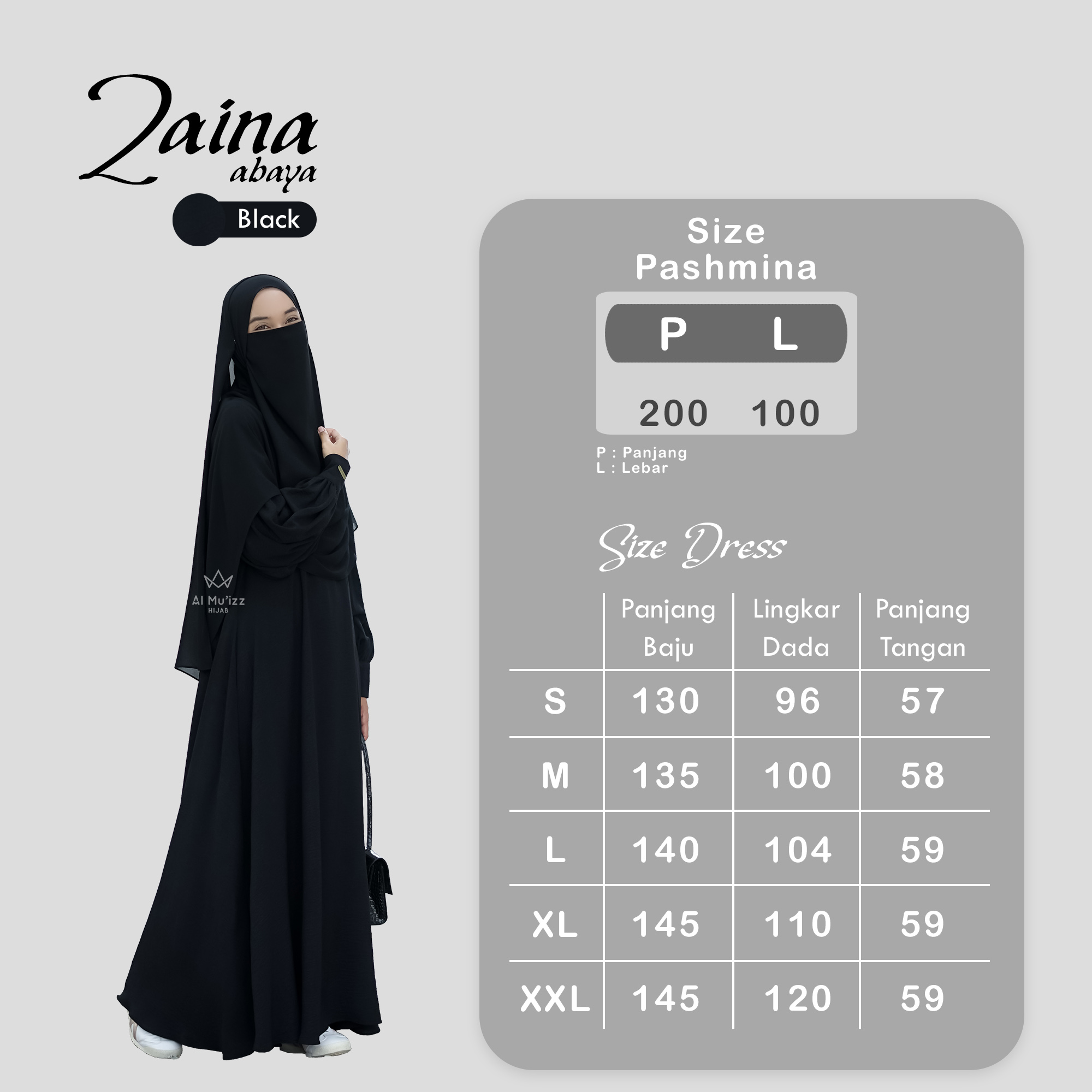 Hijab Almuizz - Zaina Abaya Basic Batwing Crinkle Polos Muslimah (Abaya Only)