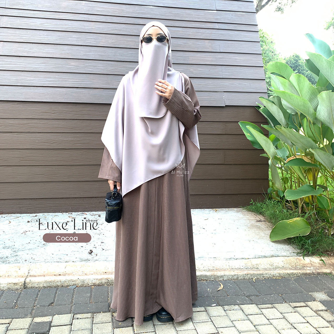 Hijab Almuizz - Luxe Line Abaya dress Gamis Stripe Motif Salur Vertikal (Abaya Only)