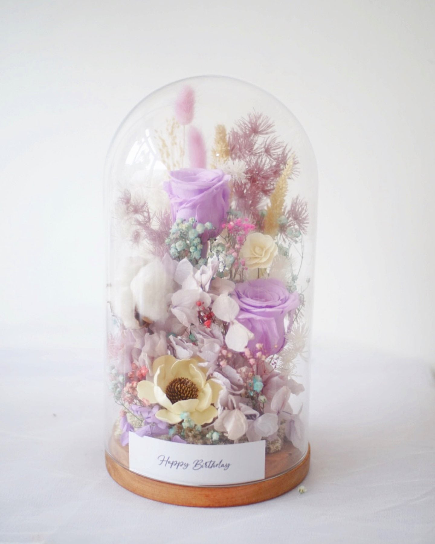 Big Glass Dome with Preserved Flowers
