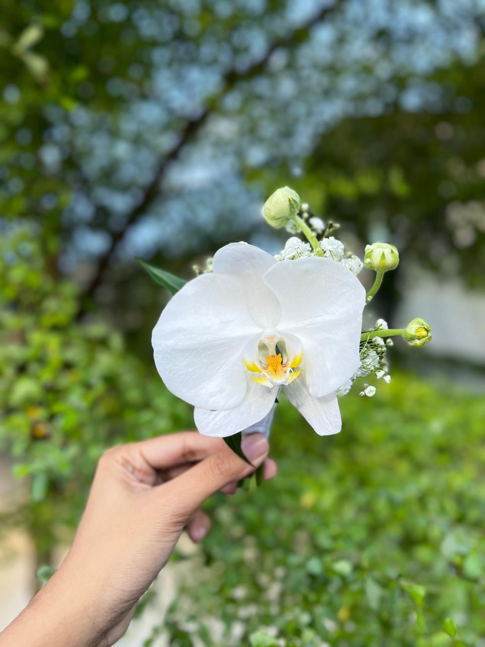 Moon Orchid Corsage Groom