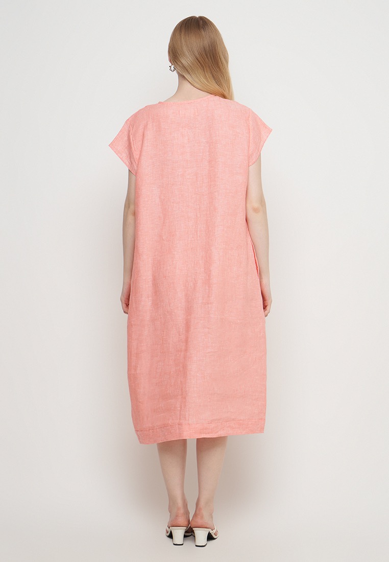 SARA LINEN DRESS PEACH