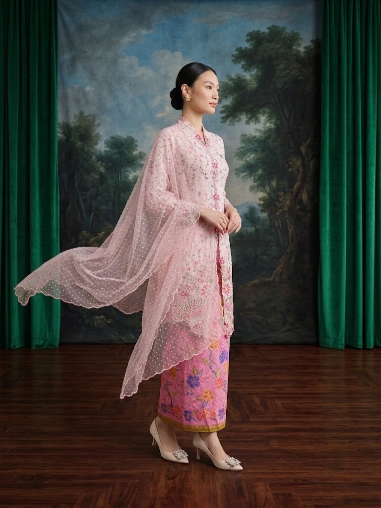 ZAALI - Long Kebaya Peony Vintage Set