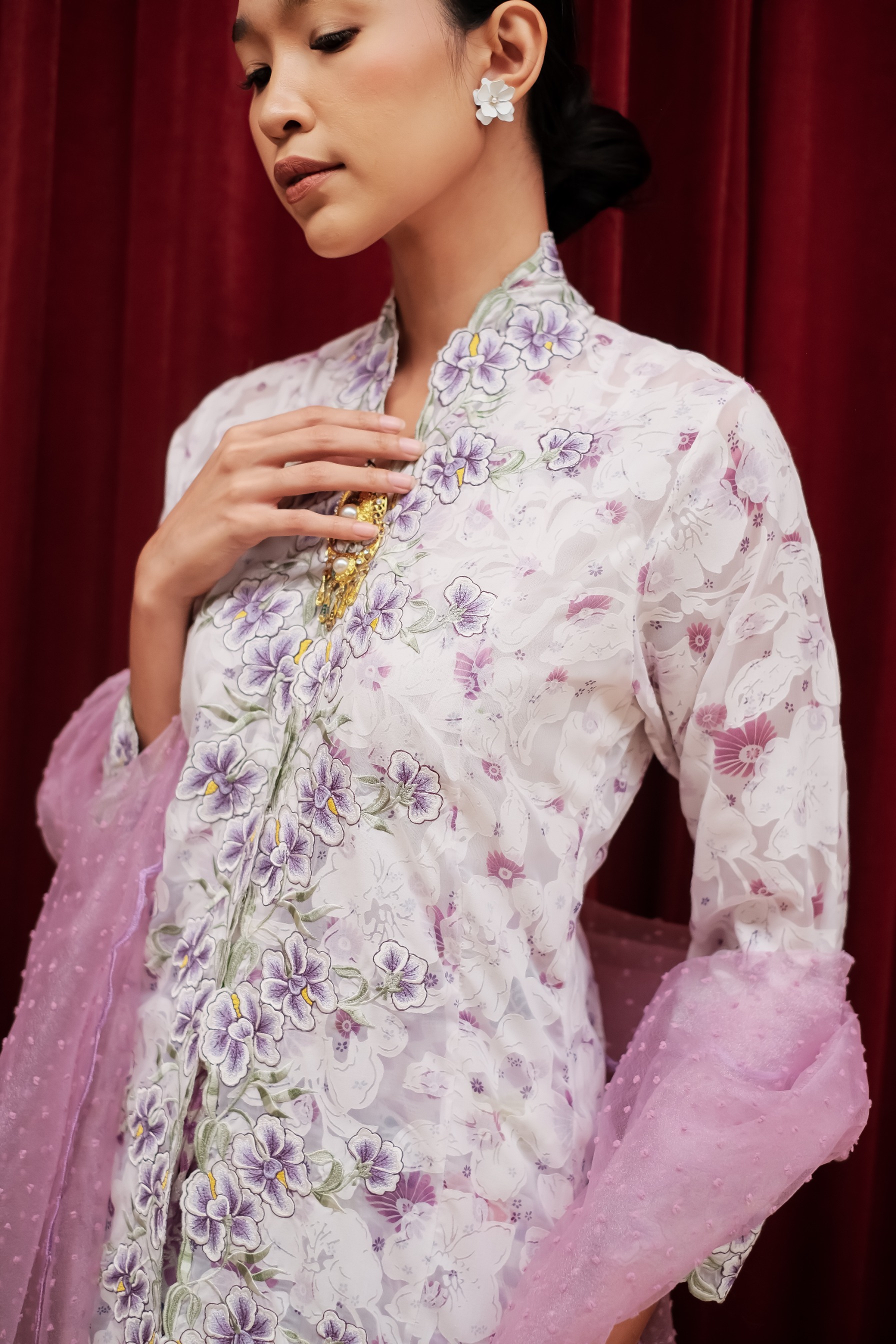 ZAALI - Long Kebaya Organza Orchid