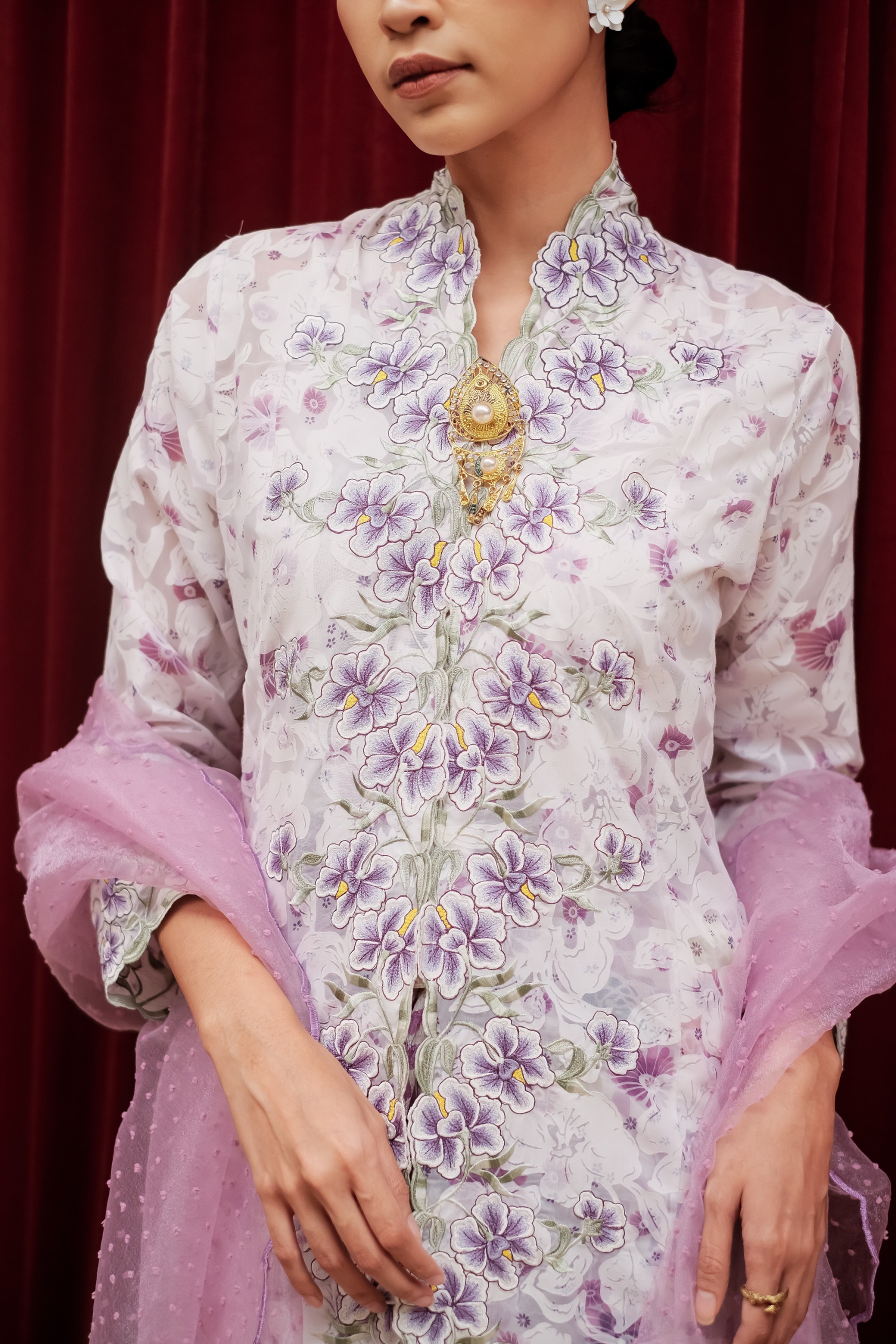 ZAALI - Long Kebaya Organza Orchid