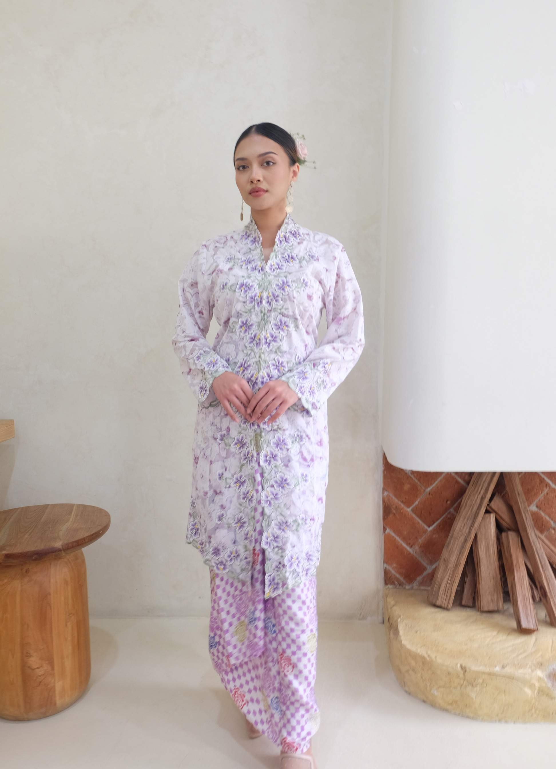 ZAALI - Long Kebaya Organza Orchid