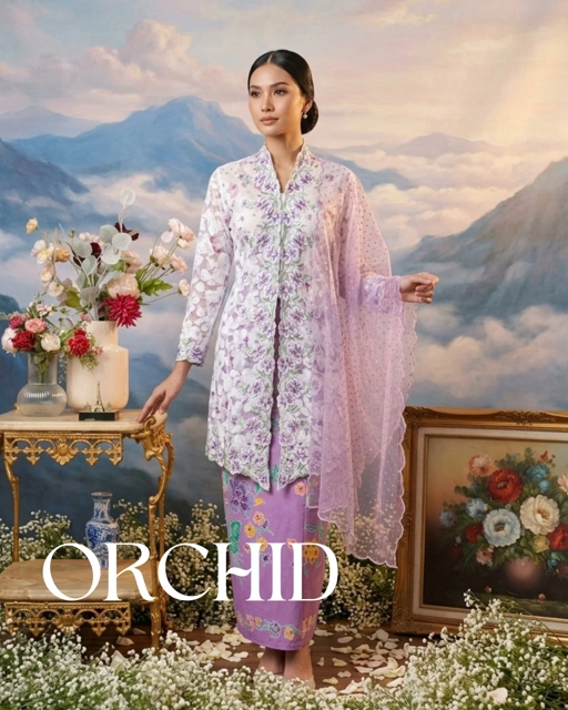 ZAALI - Long Kebaya Organza Orchid