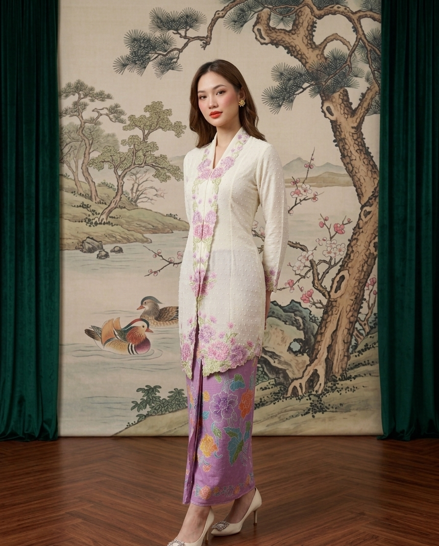 ZAALI Long Kebaya Seruni with Batik Skirt