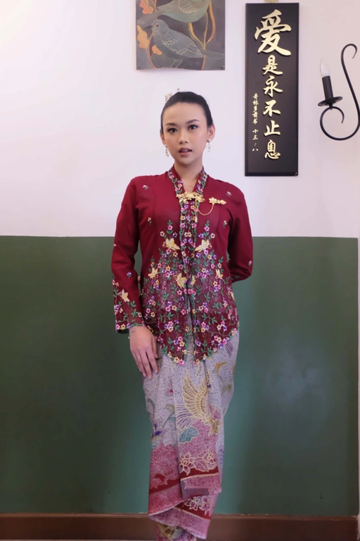 Image of Zaali - Kebaya Dara Butterfly in a Garden