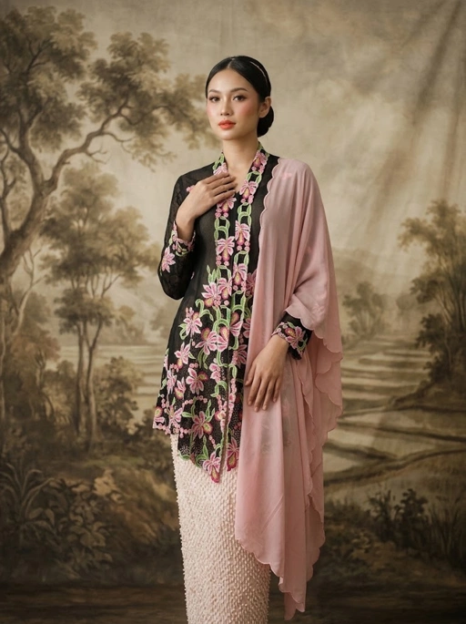 ZAALI - Long Kebaya Black Orchid