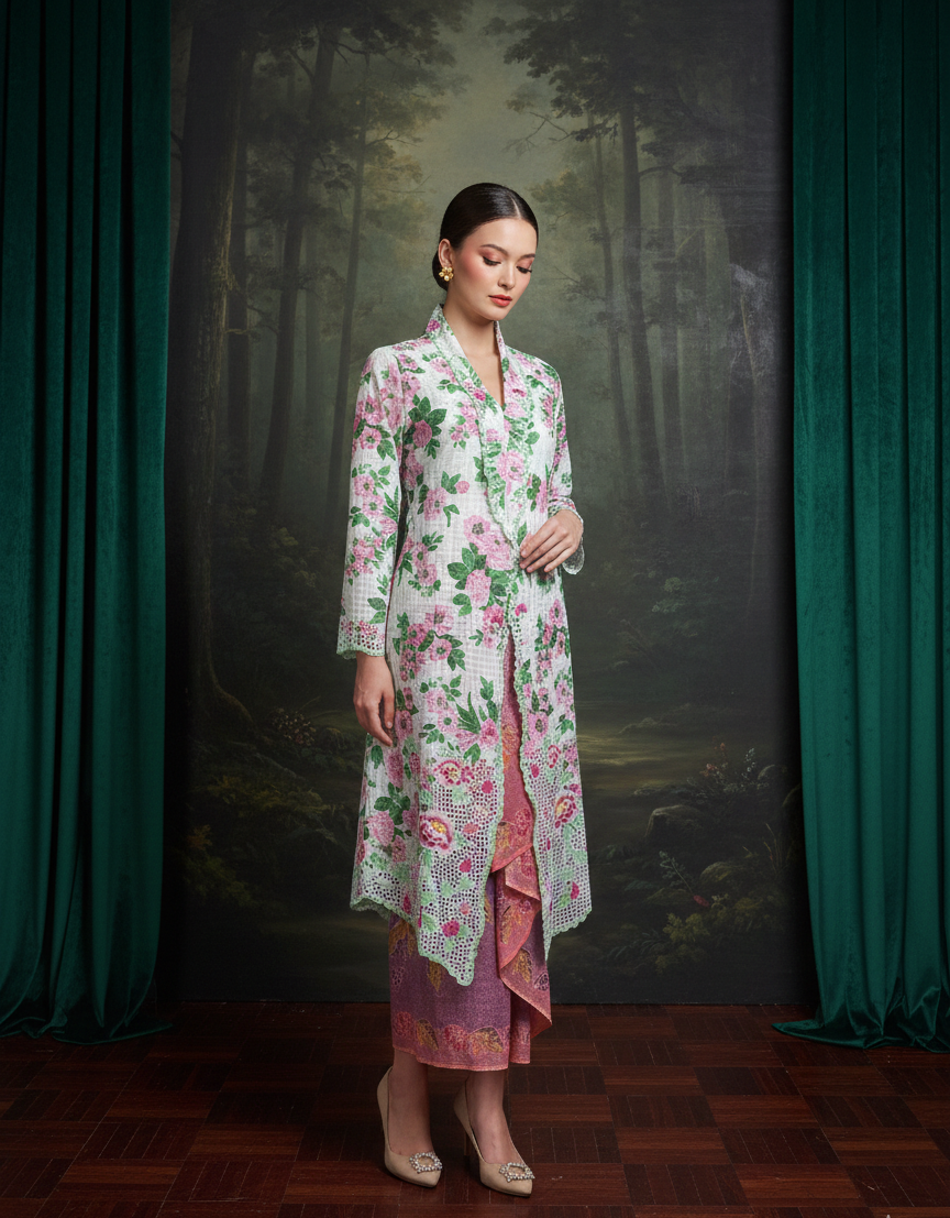 Long Kebaya Pansy Flowery