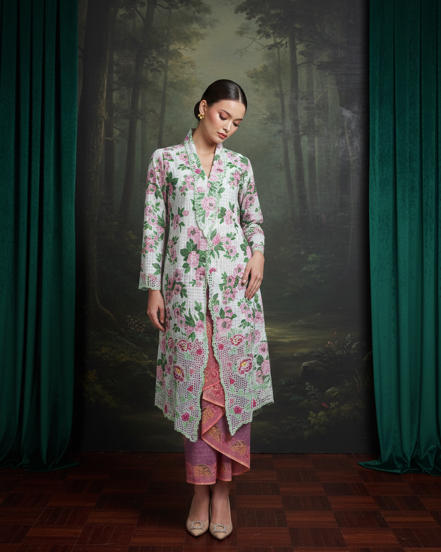 Long Kebaya Pansy Flowery