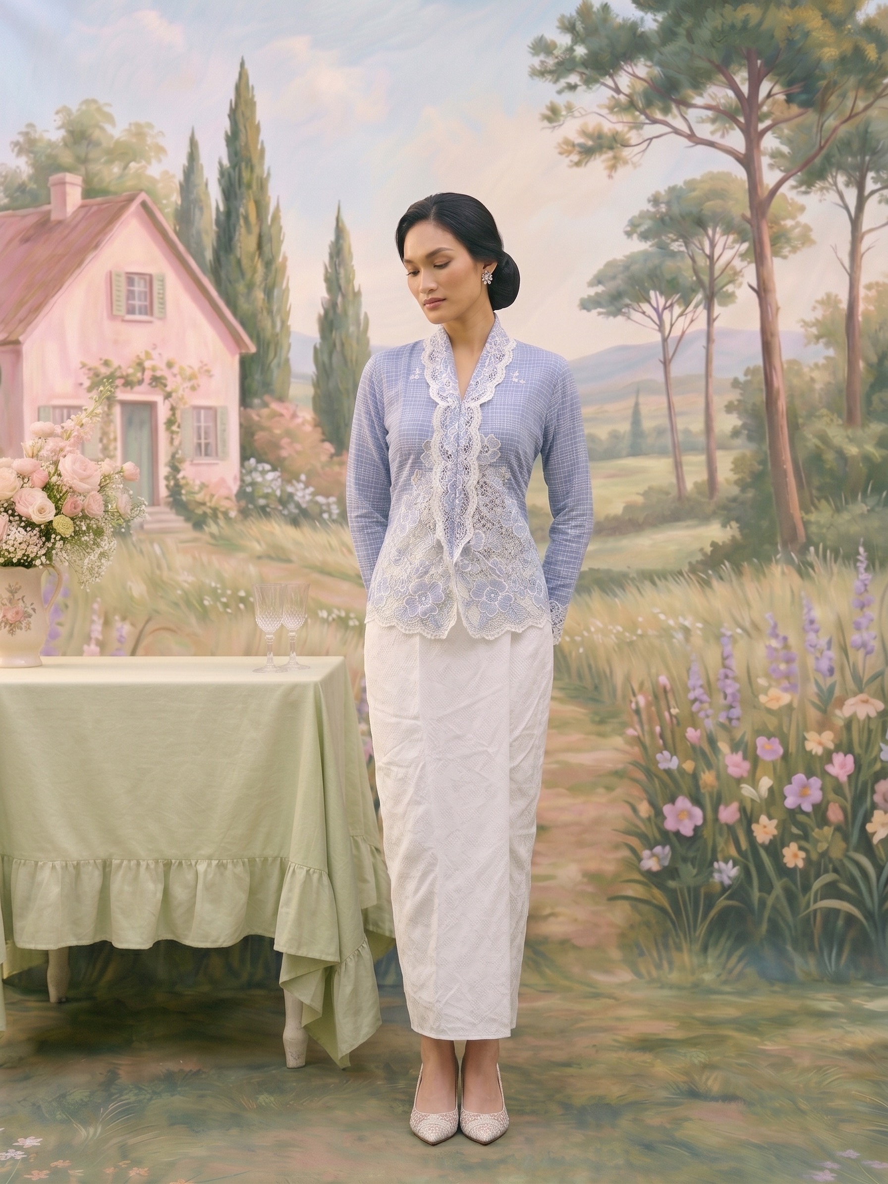 ZAALI - Kebaya Azalea Blue Embroidery