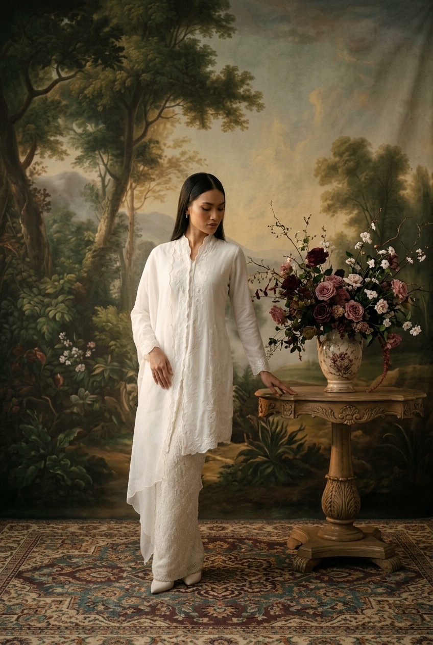 ZAALI - Long Kebaya Cala Lily White