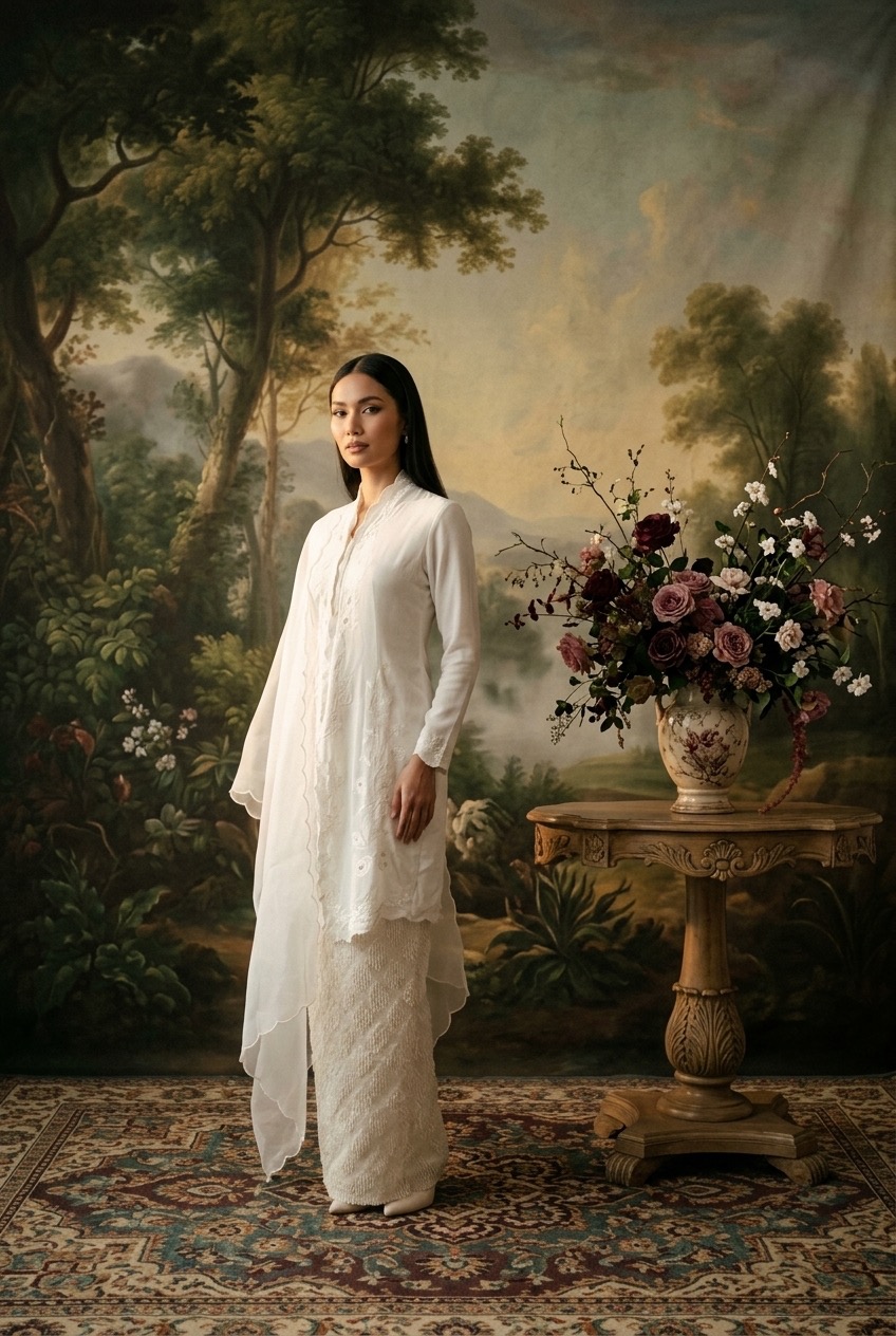 ZAALI - Long Kebaya Cala Lily White