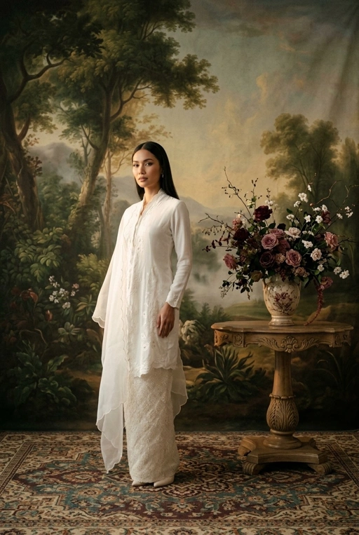 ZAALI - Long Kebaya Cala Lily White