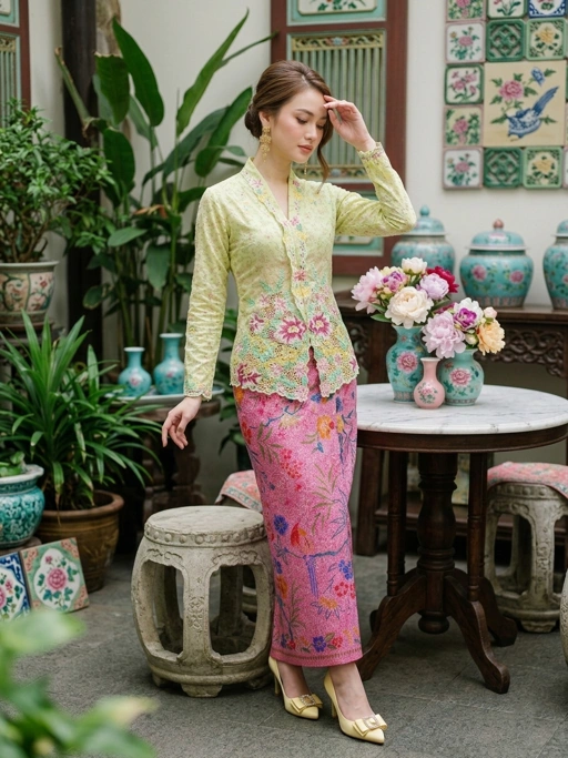 Image of ZAALI - Kebaya Dara Peony Embroidery