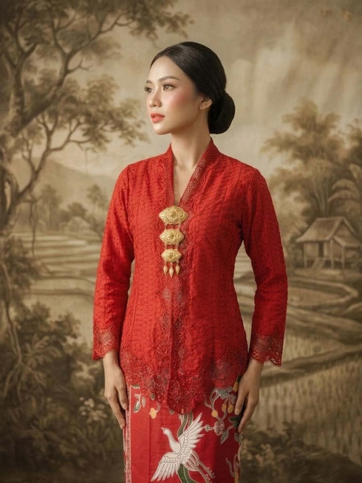 ZAALI - Kebaya Red Binara 