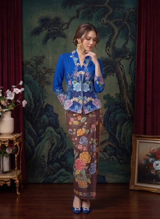 Image of ZAALI - Kebaya Dara Peony Embroidery