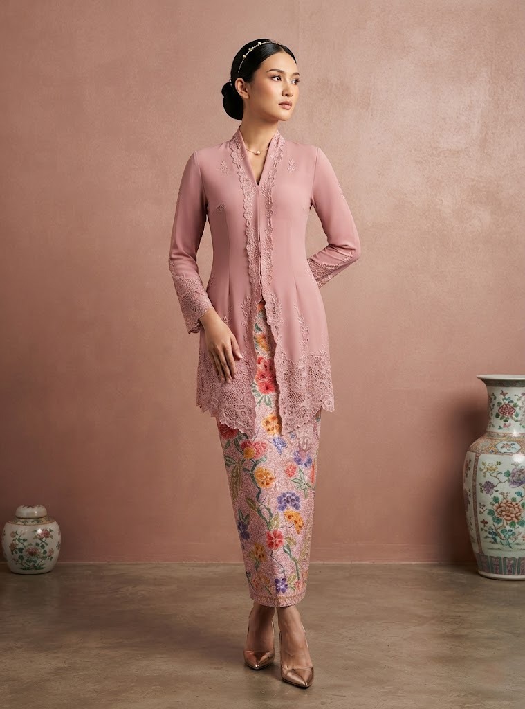 ZAALI - Long Kebaya Asteria One Tone Embroidery