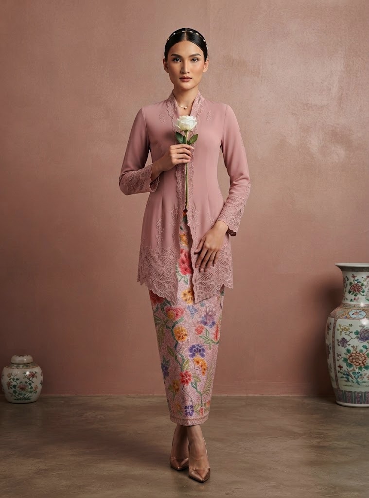 ZAALI - Long Kebaya Asteria One Tone Embroidery