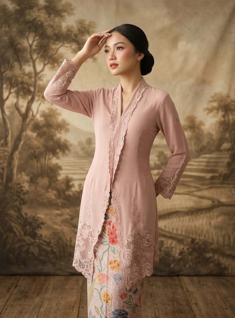 ZAALI - Long Kebaya Asteria One Tone Embroidery