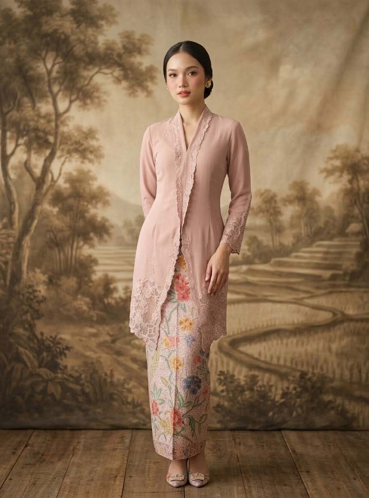 ZAALI - Long Kebaya Asteria One Tone Embroidery