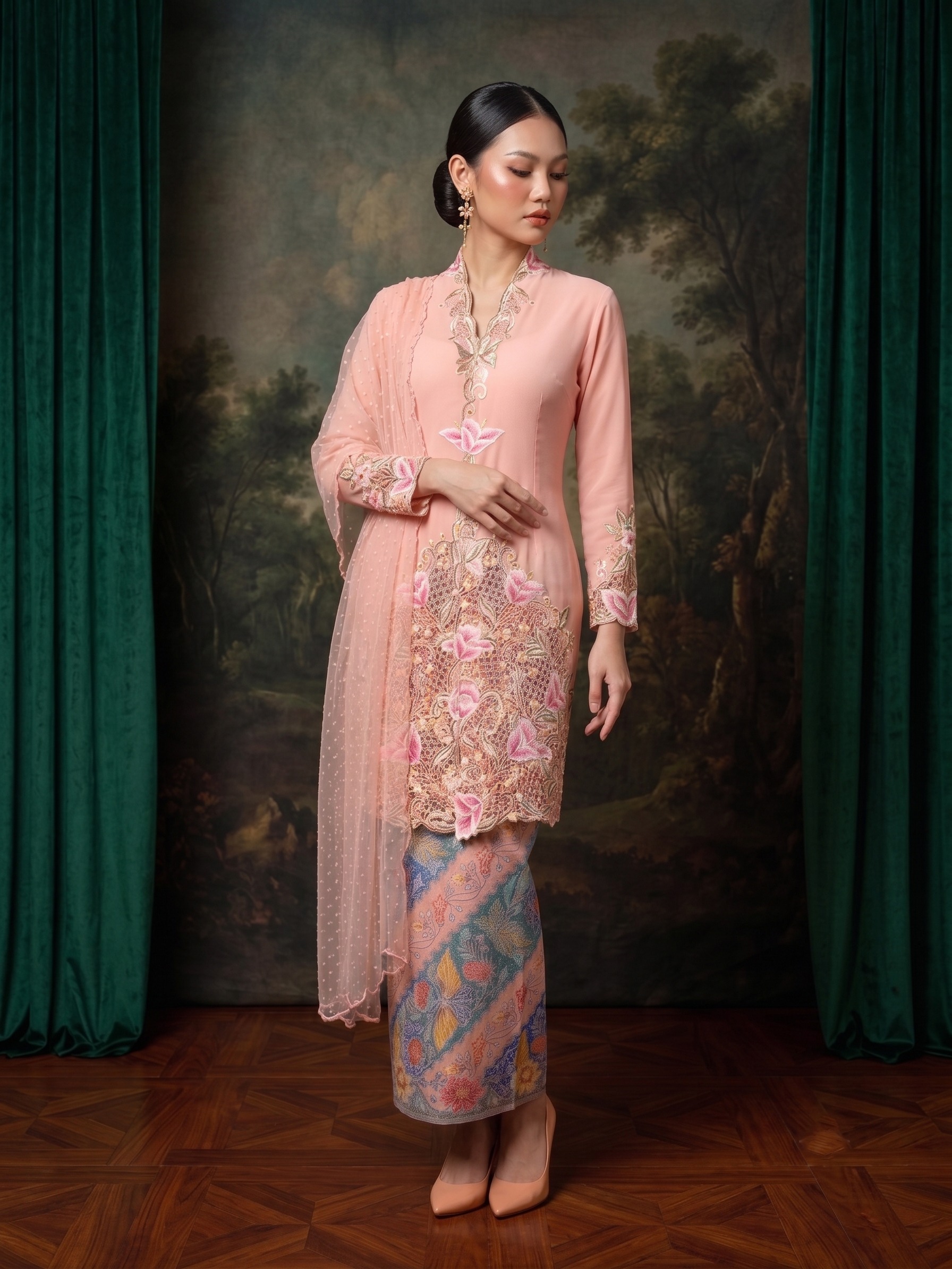 ZAALI - Long Kebaya Tulip Embroidery