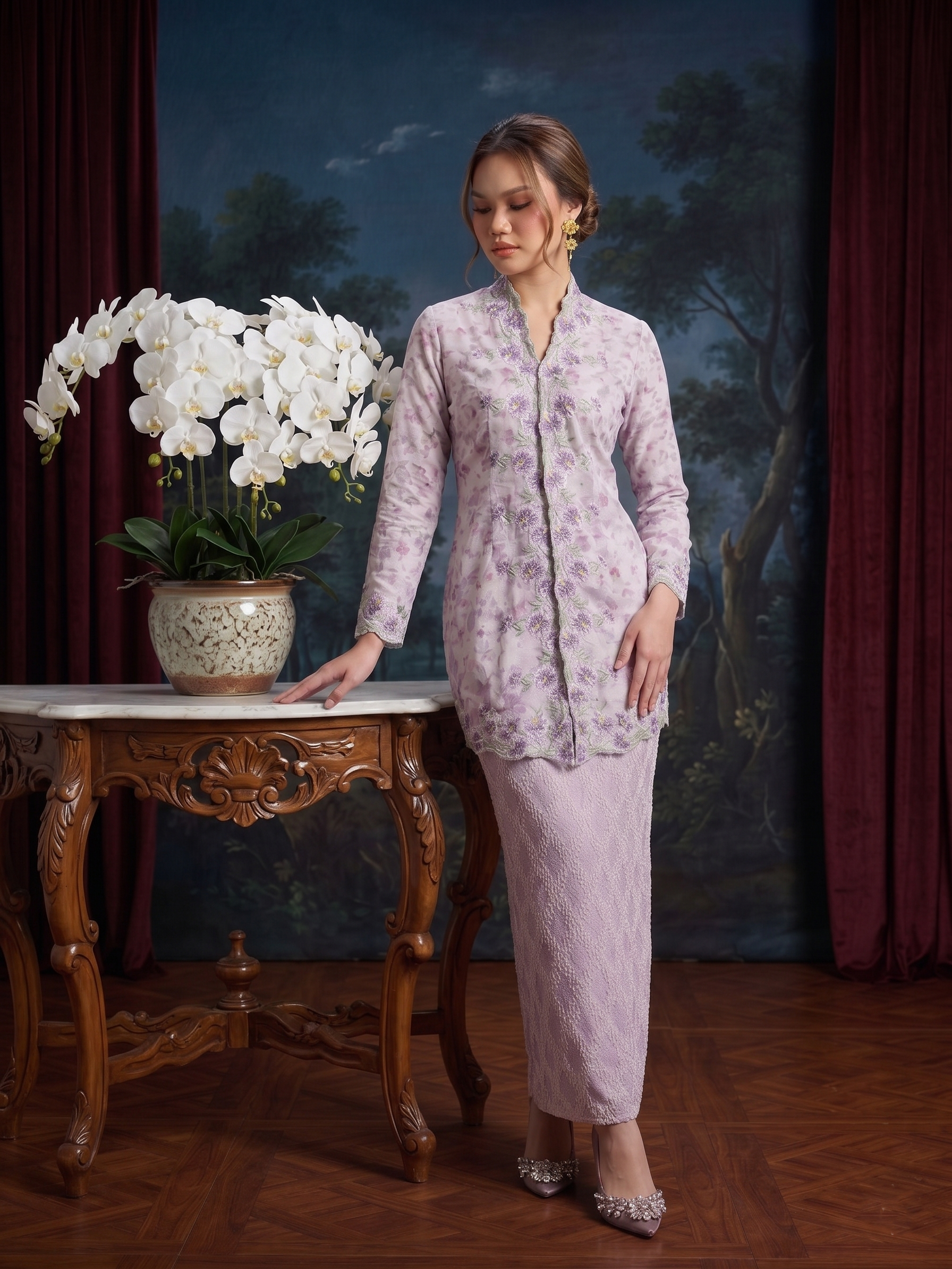 ZAALI - Long Kebaya Organza Orchid