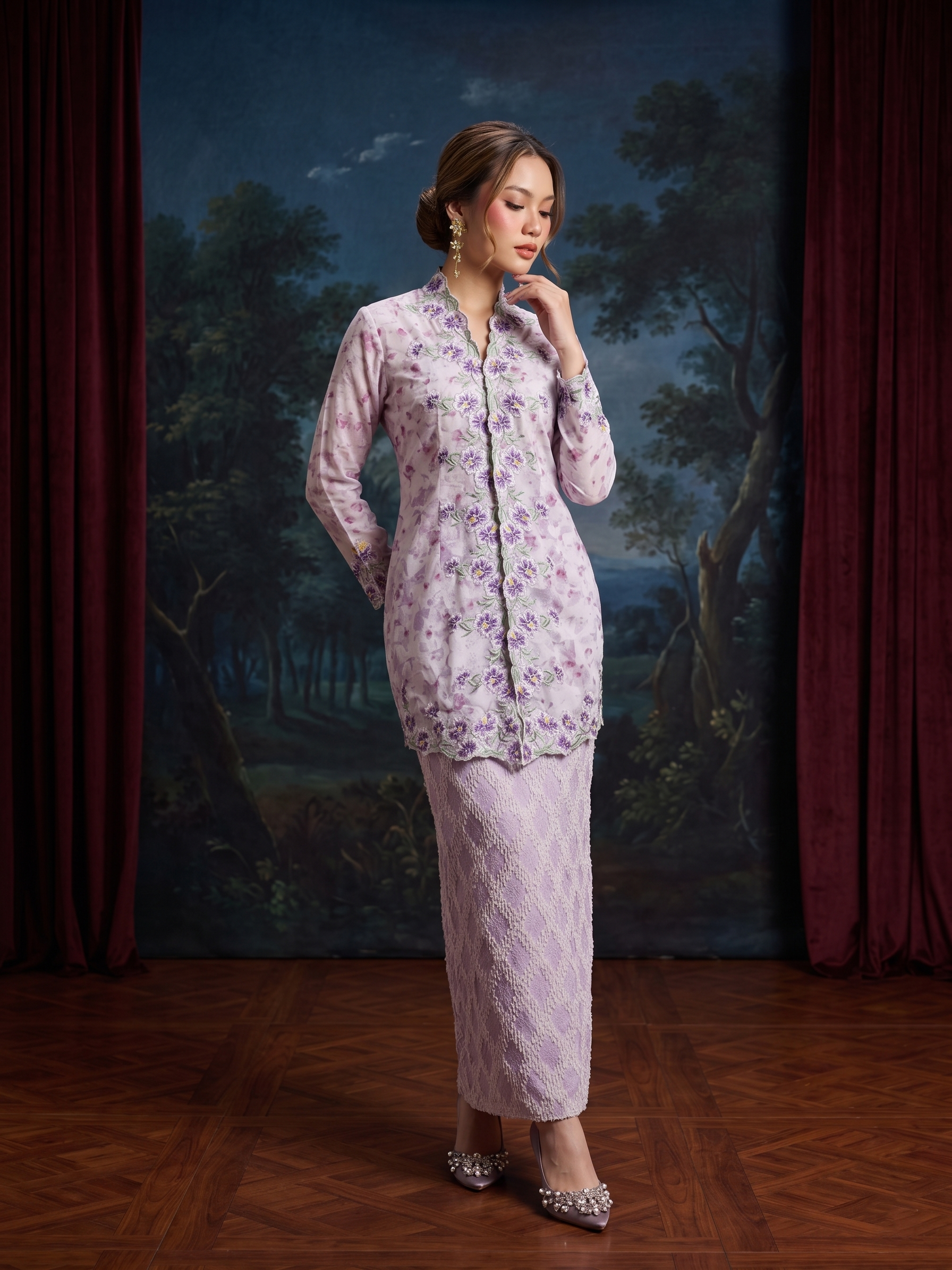 ZAALI - Long Kebaya Organza Orchid