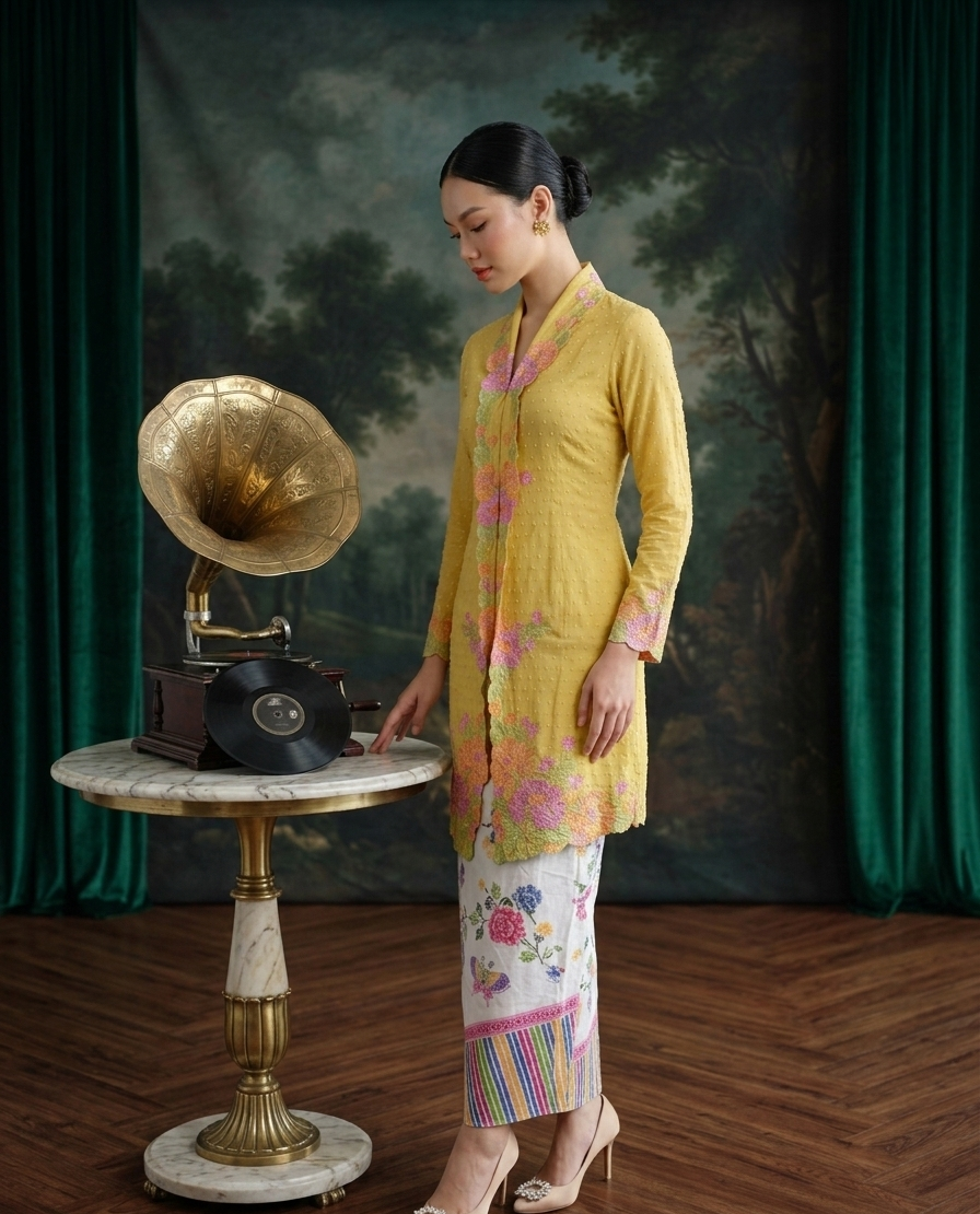 ZAALI Long Kebaya Seruni with Batik Skirt