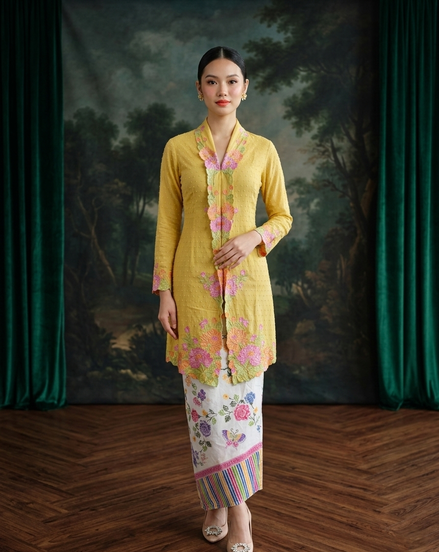 ZAALI Long Kebaya Seruni with Batik Skirt