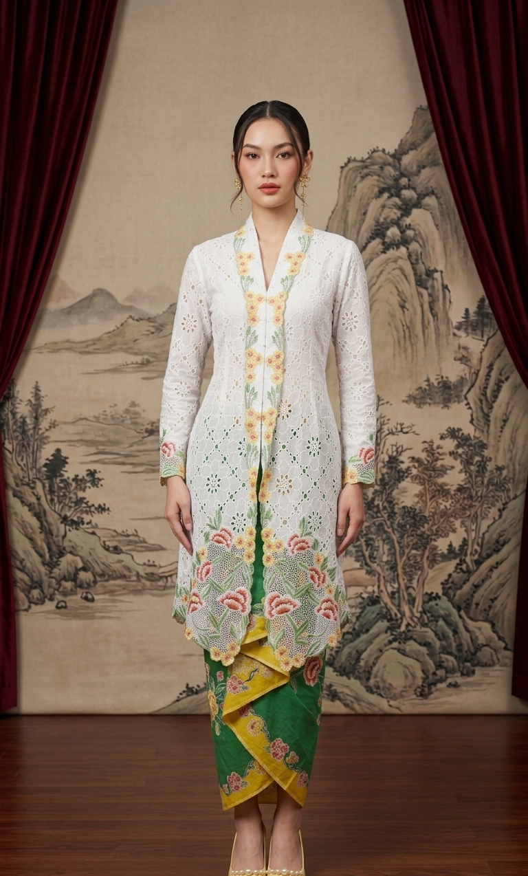 ZAALI - Long Kebaya White Azalea