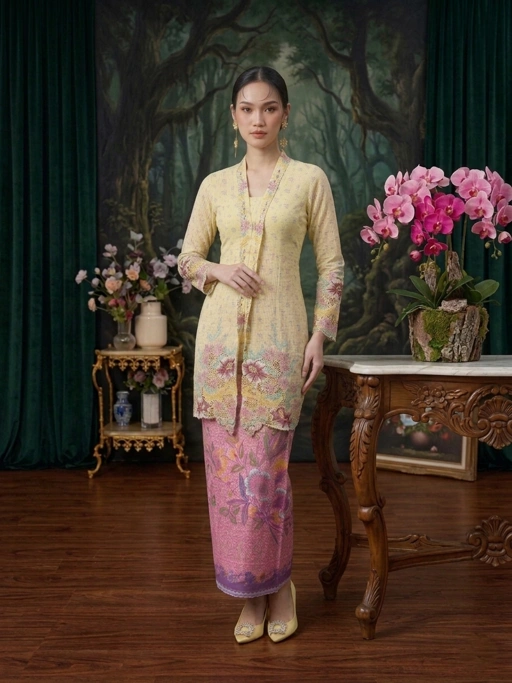 Image of ZAALI - Long Kebaya Peony Vintage