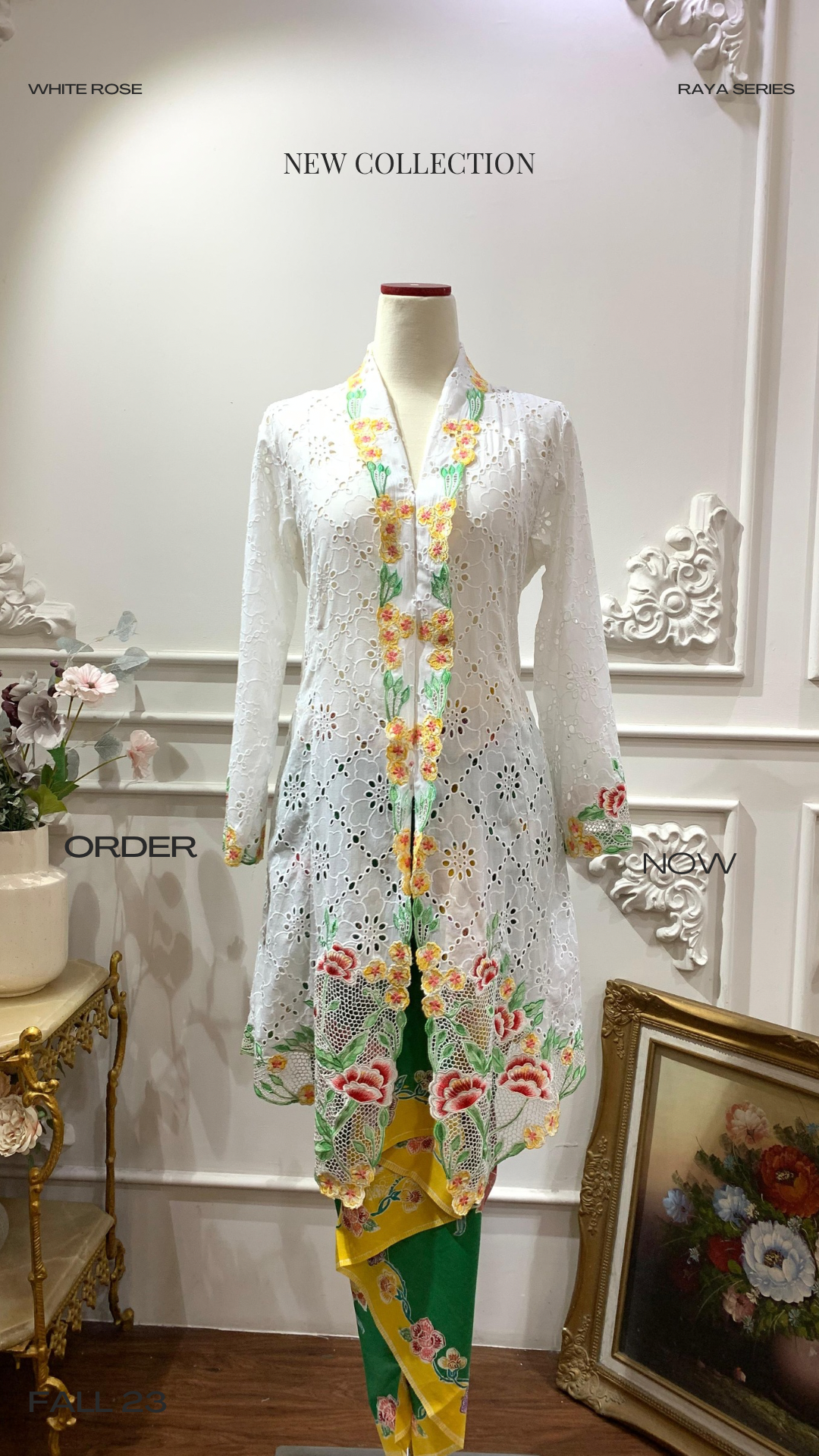 ZAALI - Long Kebaya White Azalea