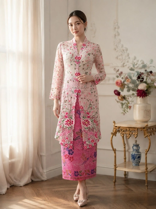 ZAALI -  Long Kebaya Peony Vintage