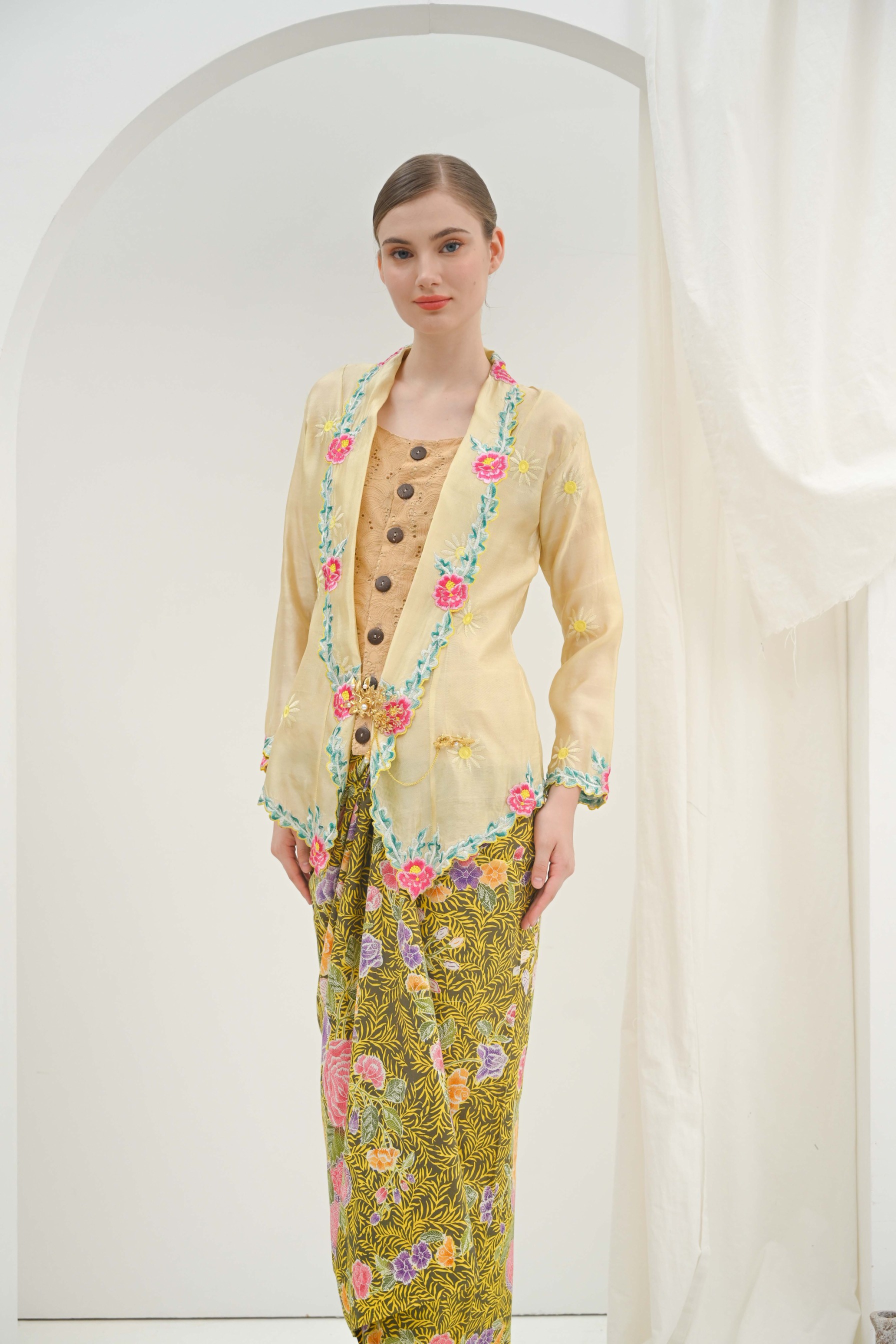 ZAALI Kebaya Dara Yellow Bougenville
