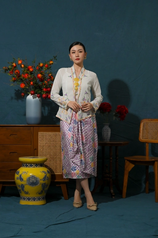 Image of ZAALI - Kebaya Dara Little Koi Embroidery