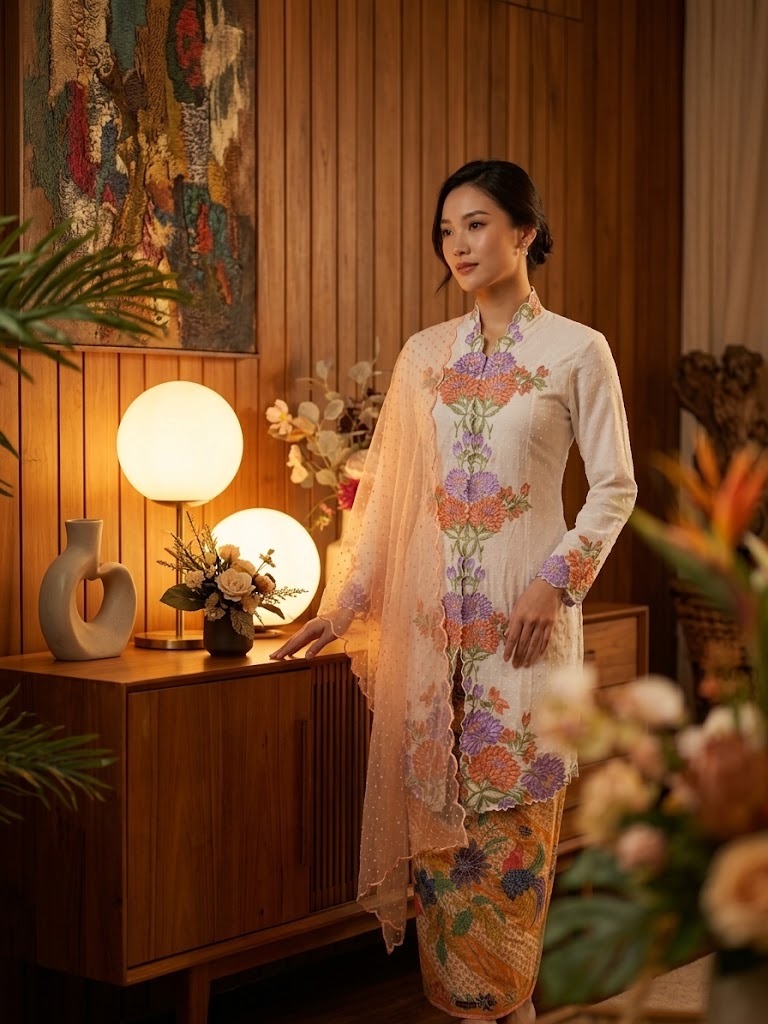 ZAALI - One Set Seruni Kebaya with Skirt and Shawl