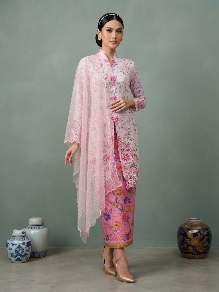 ZAALI - Long Kebaya Peony Vintage Set