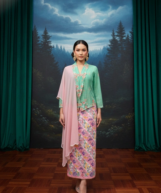 Image of ZAALI - Kebaya Green Little Orchid