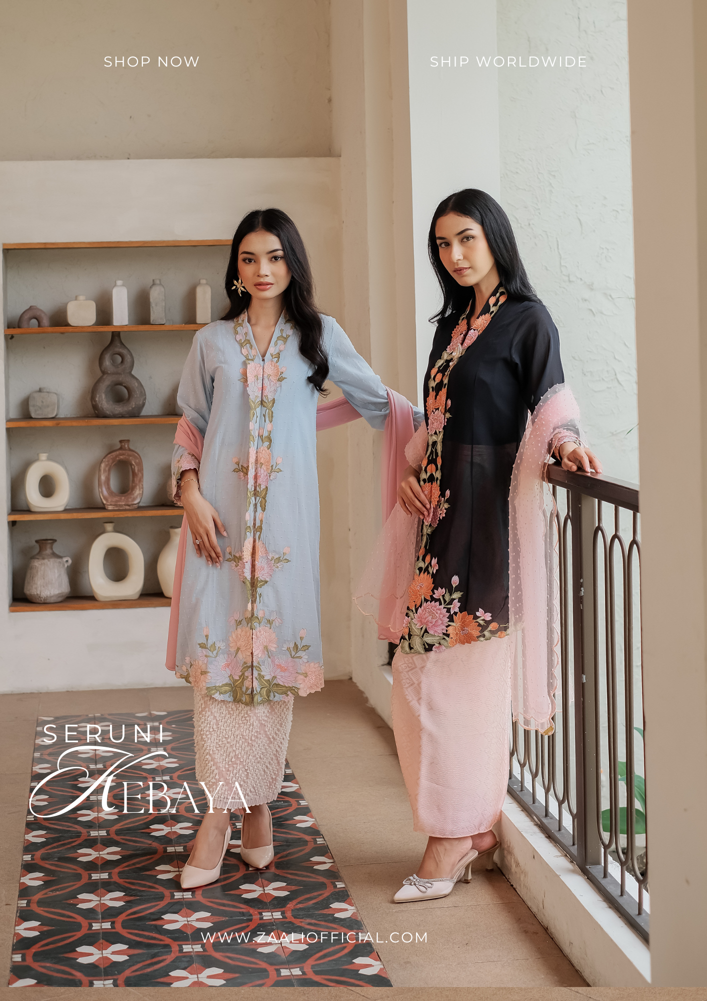 ZAALI Long Kebaya Seruni with Batik Skirt